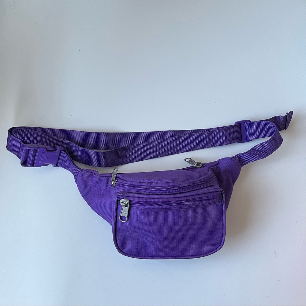 Vintage Purple Women's Adjustable Belt Bag with 3 Zip Compartments